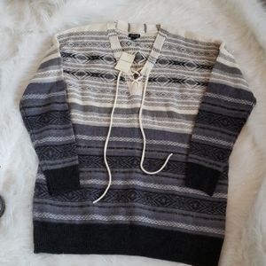 Lucky Brand Tribal Lace-up Sweater . Sz X-Large